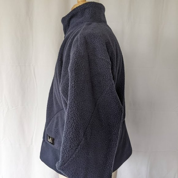 Women's adidas Holidayz Sherpa GT‎ Jacket Size 1X Navy Full Zip Crop Fleece NEW - Picture 7 of 7
